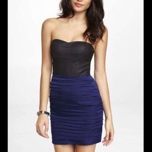 Express | black and blue party dress strapless 2